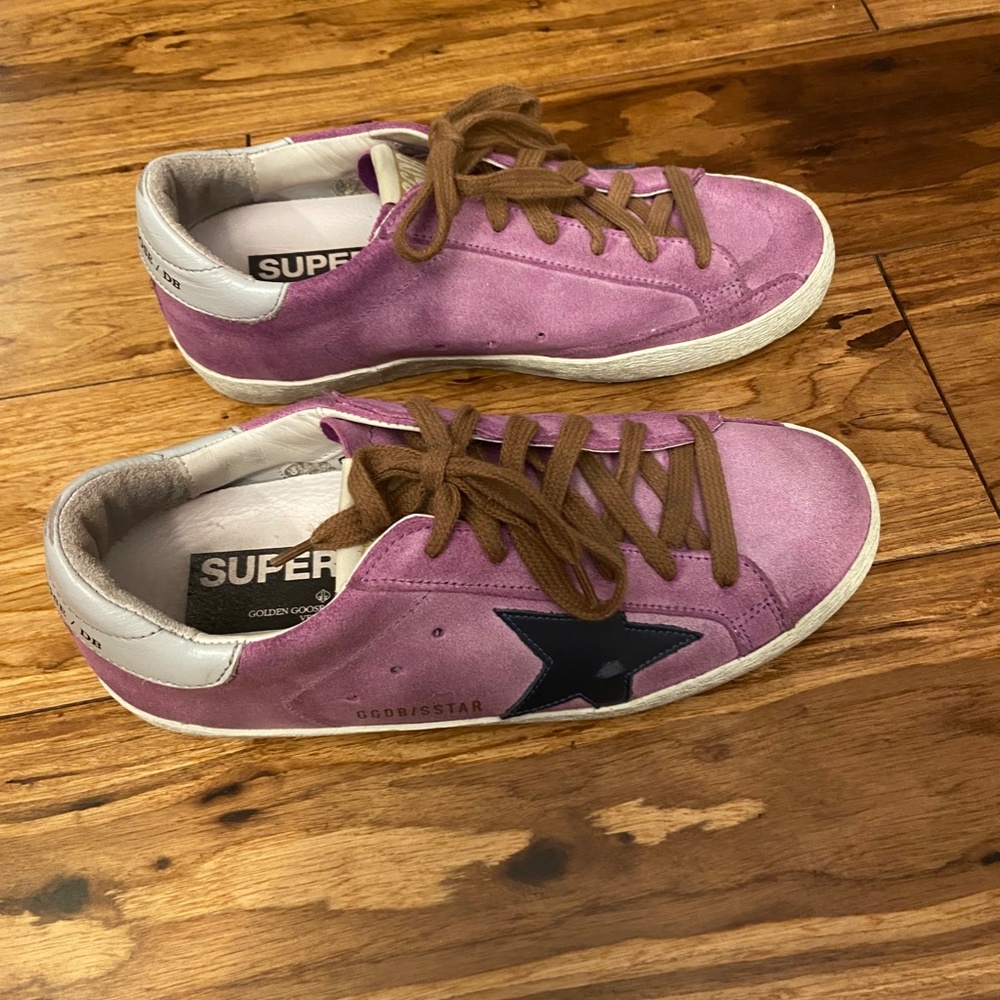 EUC GOLDEN GOOSE superstar authentic sneakers in purple suede with blue 36 - Picture 11 of 11